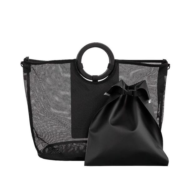 BEIS NWT OG Mesh Beach bag in Black - Picture 5 of 6